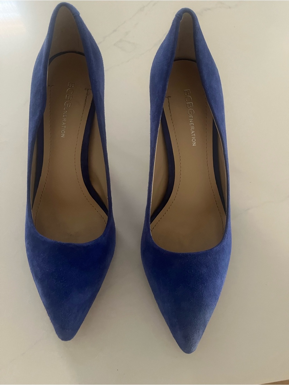 BCBGeneration Women's Pointed Toe Suede Pumps in Cobalt Blue